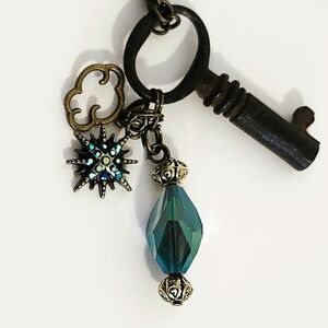 Bronze Antique Key Charm Necklace, Authentic Key,
